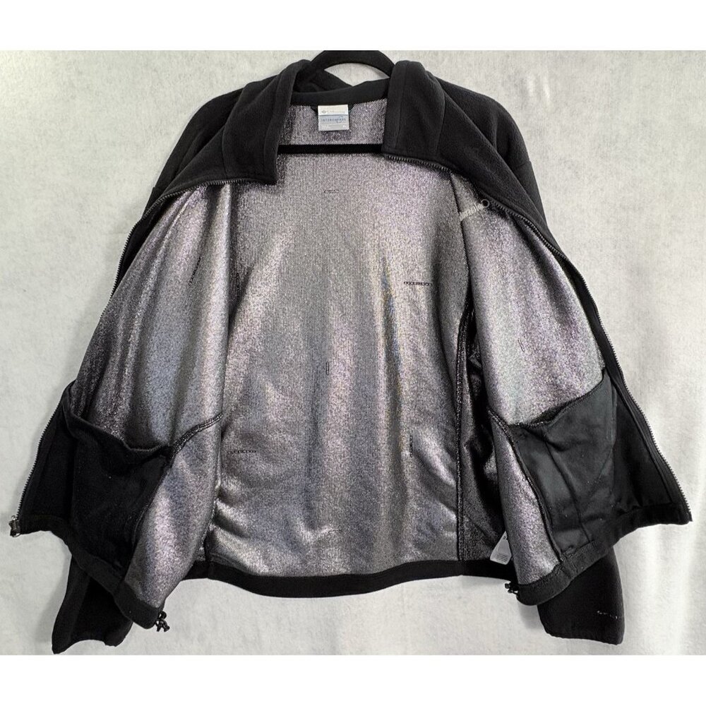 COLUMBIA Men Fleece Jacket Zip Collared Sz XL Black Outdoors Camping 48-24 - Picture 4 of 12